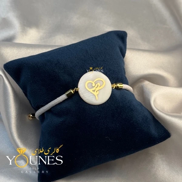 دستبند طلا مادر قلبی سنگ صدفی